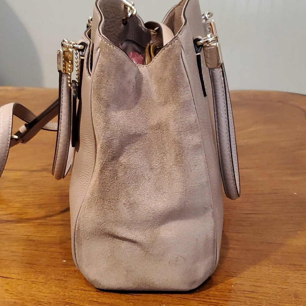 Coach taupe Minetta crossbody leather with suede